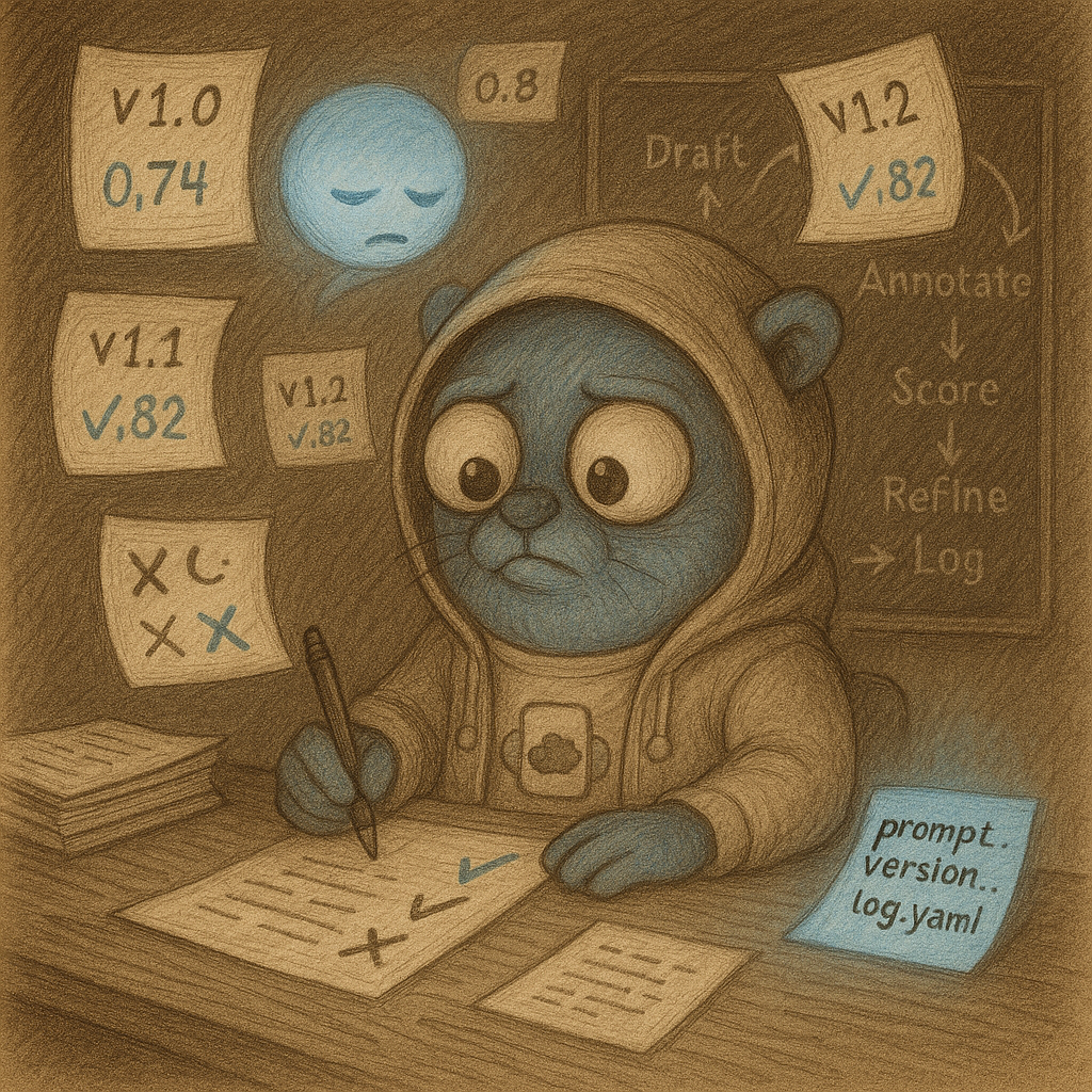 Detail versioned log written by blue gopher in each iteration